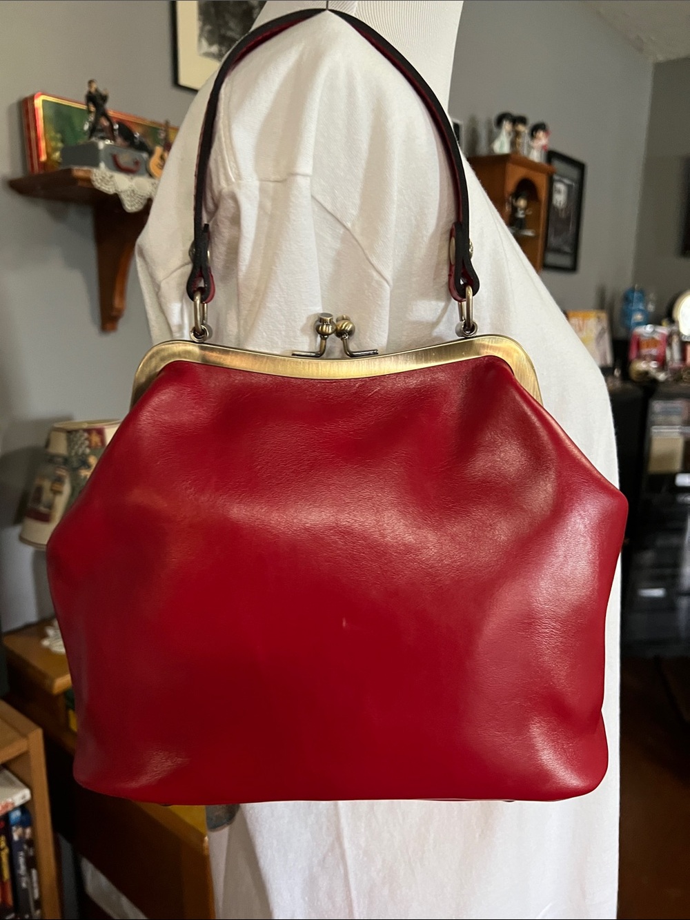 Patricia Nash Red Leather Frame-Top Shoulder Bag - Picture 2 of 6